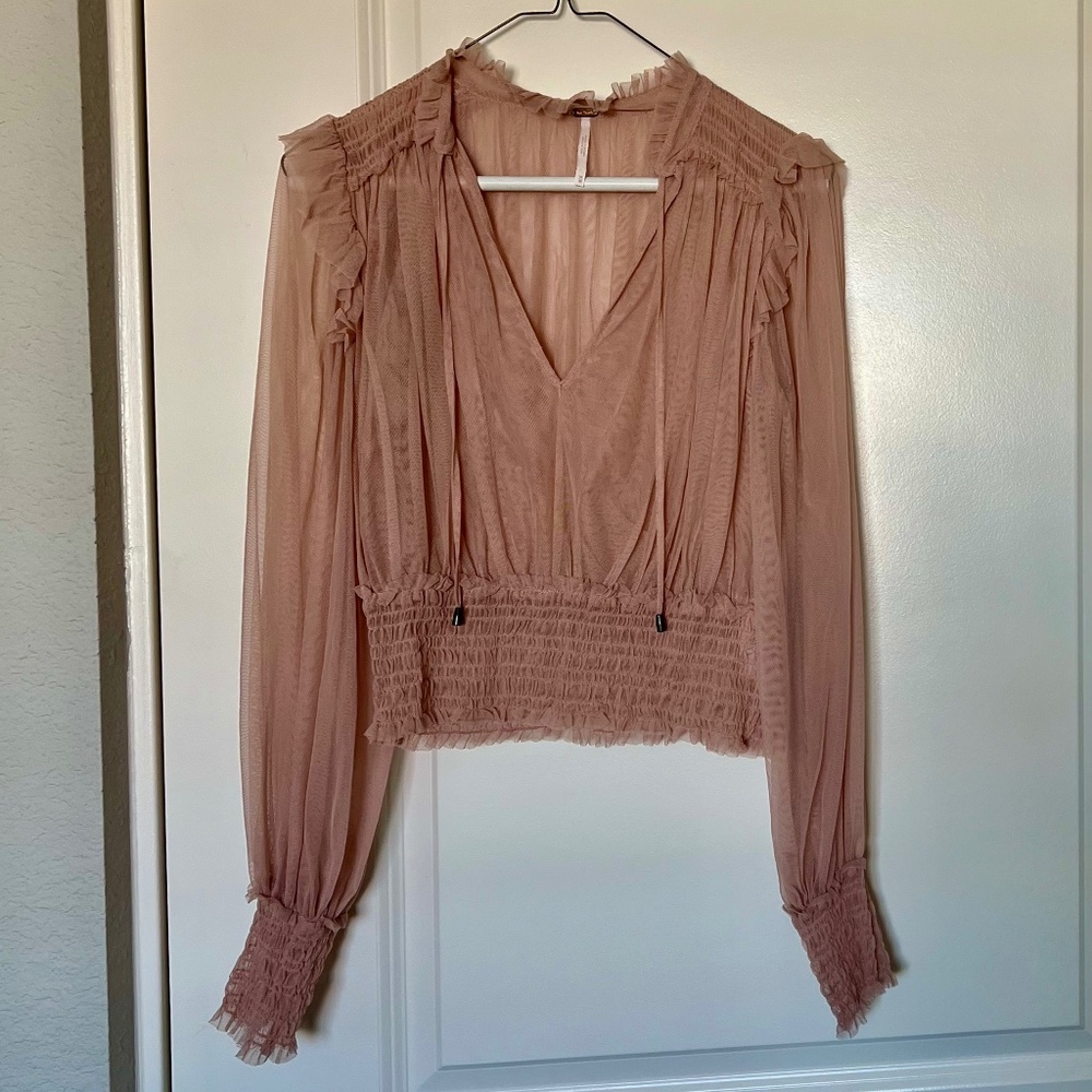 Gently Used Free People Long Sleeve Sheer Top